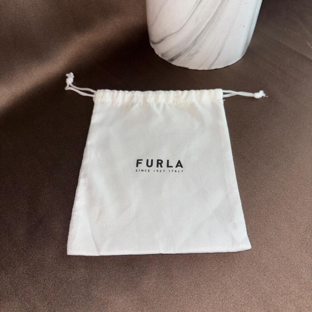 Furla 5.5x6.5 white cotton drawstring dust bag excellent condition